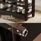 40" Shoe Bench with Leather Cushion, Brown