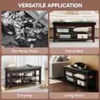 40" Shoe Bench with Leather Cushion, Green