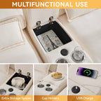 U Shaped Cloud Modular Sofa with Chaise Lounges，Beige