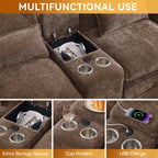 125'' U Shaped Cloud Modular Sectional Sofa with Chaise Lounges, Chenille Upholstered Comfy Couch with Storage Console, USB Charging Ports & Cup Holders, Modern Deep Seat Sofa for Living Room