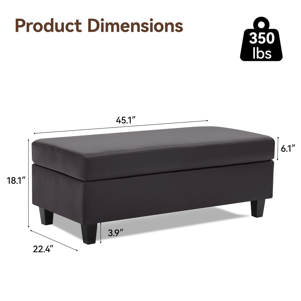 HASLE Storage Ottoman Bench with Wooden Tray, Upholstered Ottoman Coffee Table with Hidden Storage for Living Room Bedroom