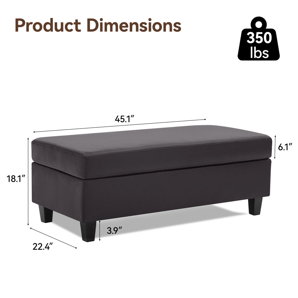 HASLE Storage Ottoman Bench with Wooden Tray, Upholstered Ottoman Coffee Table with Hidden Storage for Living Room Bedroom