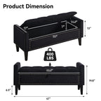 47" Velvet Storage Bench，Black