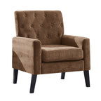 Mid Century Modern Accent Chairs, Brown Chenille Office Chair for Reception - Tufted Upholstered Club Chair for Living Room, Bedroom, or Waiting Room