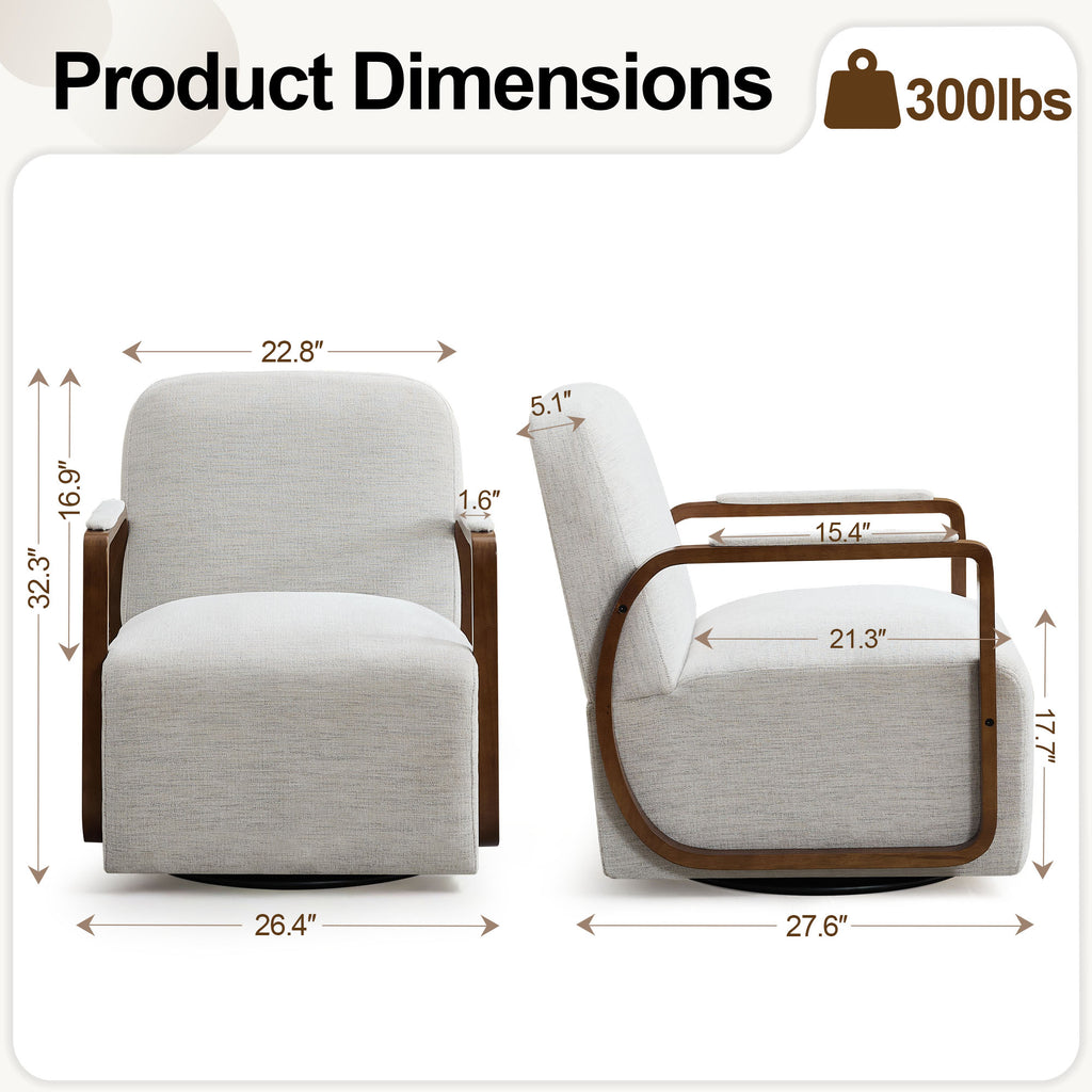 Chenille Upholstered Swivel Accent Chairs，Beige