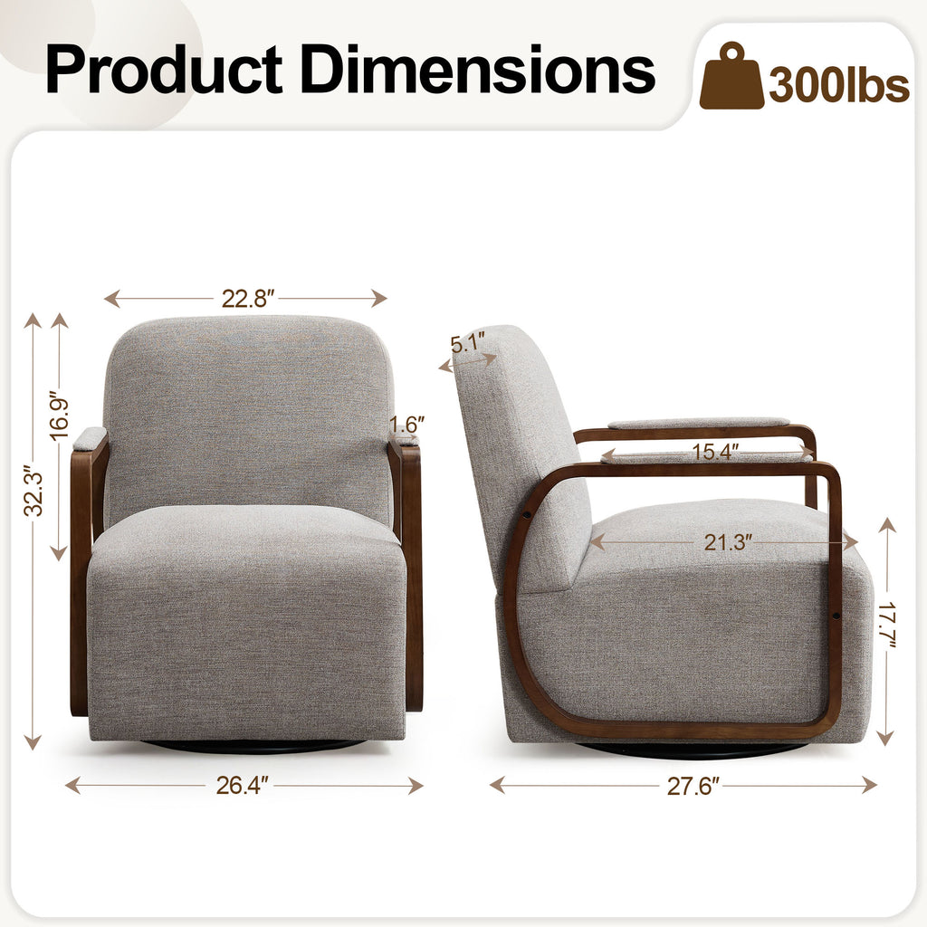 Chenille Upholstered Swivel Accent Chairs，Taupe