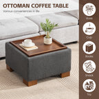 24" Square Storage Ottoman，Dark Gray