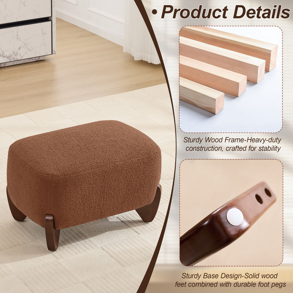 28.7" Sherpa Boucle Ottoman，Bright Brown