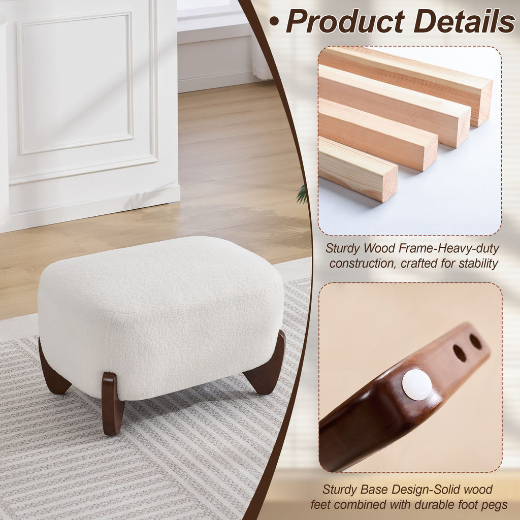 87" Sherpa Boucle Cloud Couch with Ottoman，Beige