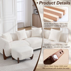 87" Sherpa Boucle Cloud Couch with Ottoman，Beige