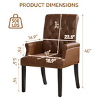 PU Leather Dining Chair with Arms, Brown