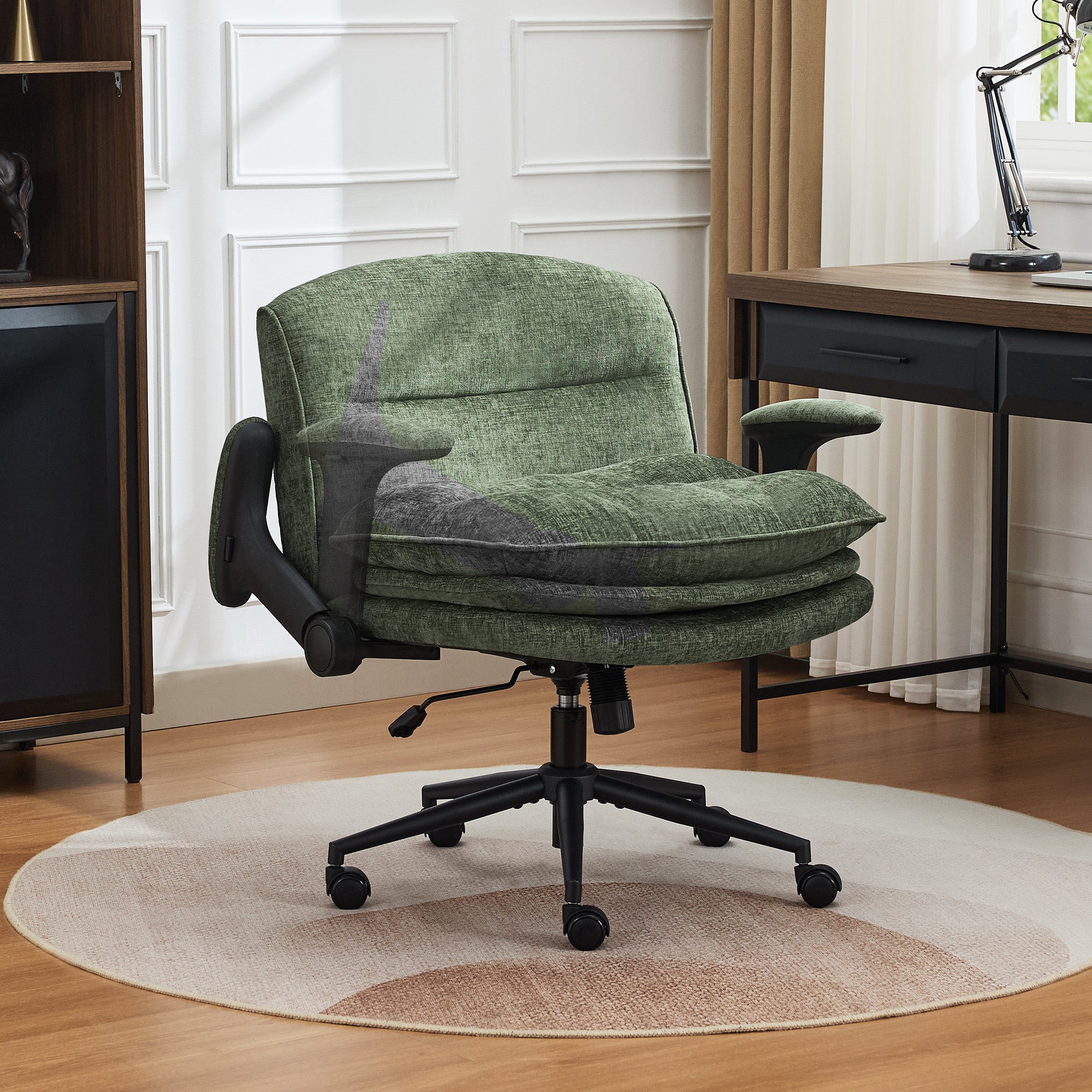 Criss Cross Chair with Flip-up Arms, Green