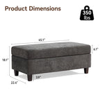 HASLE Storage Ottoman Bench with Wooden Tray, Upholstered Ottoman Coffee Table with Hidden Storage for Living Room Bedroom