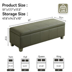 Faux Leather Storage Ottoman Bench, Rectangle Upholstered Storage Bench with Wooden Legs, Stitch Tufted Bench with Storage for Bedroom, Living Room, Entryway