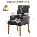 Fabric Dining Chair with Arms，Dark Gray