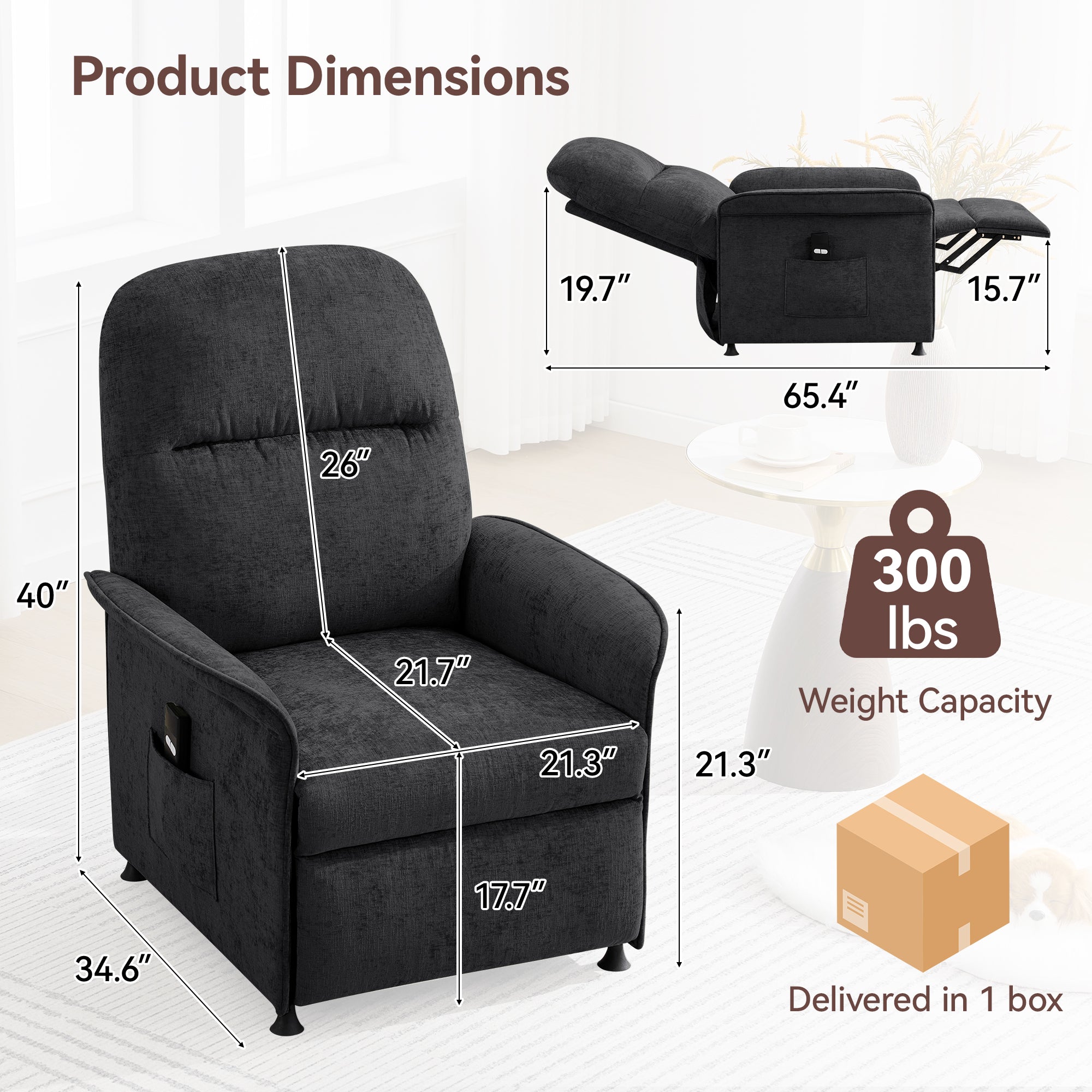 Multifunctional Accent Chair-Black