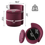 Vanity Chair with Storage，Velvet, Red