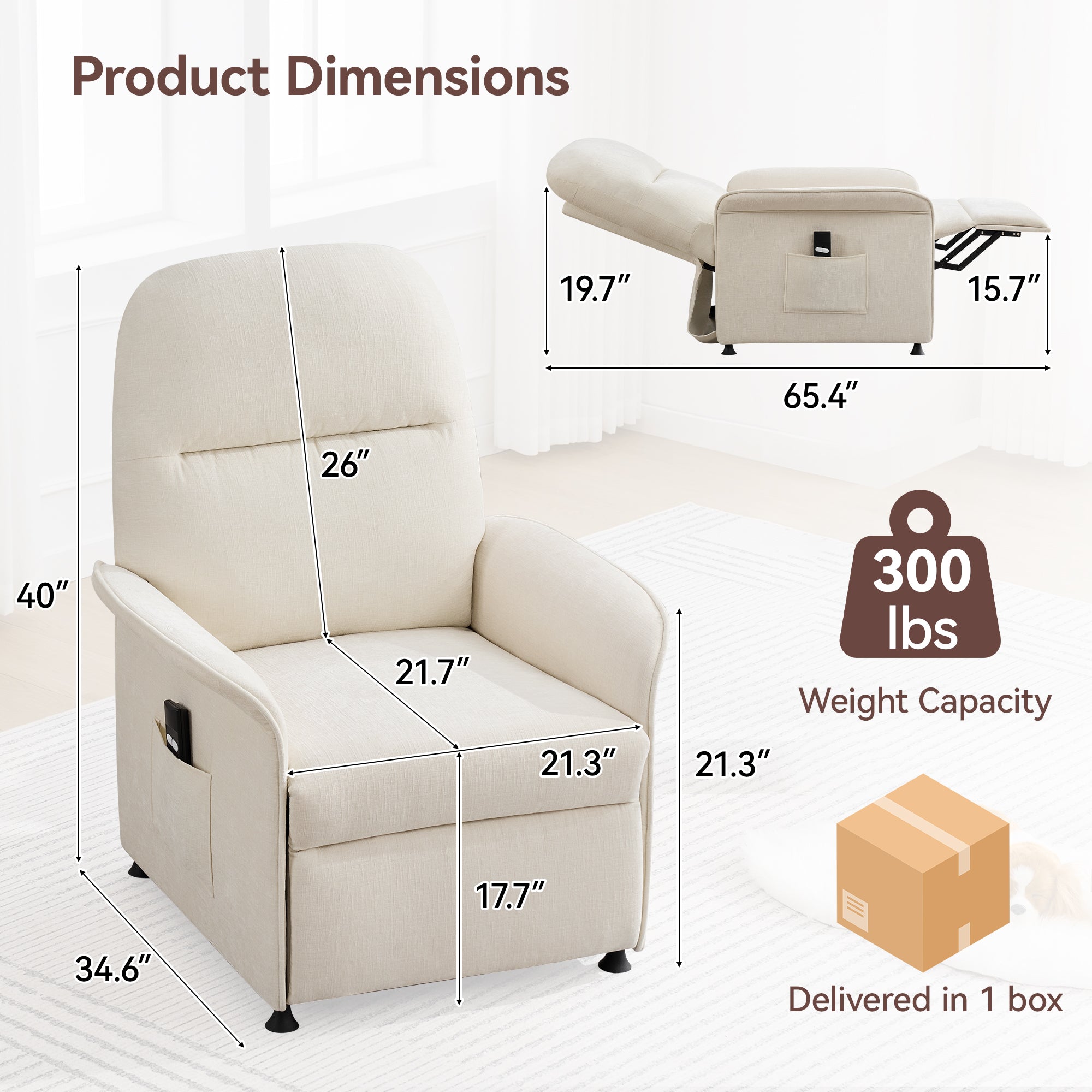 Multifunctional Accent Chair-Beige