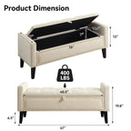 47" Velvet Storage Bench，Beige