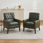 Mid Century Modern Accent Chair, Green Faux Leather Club Chair for Living Room, Bedroom, Office, or Reception Room