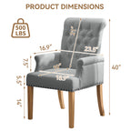 Fabric Dining Chair with Arms，Light Gray