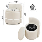 Vanity Chair with Storage，Leather, Beige