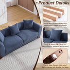 87" Boucle Couch with Solid Wood Legs,Blue