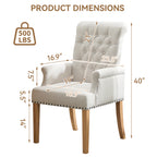 Fabric Dining Chair with Arms，Beige
