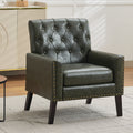Mid Century Modern Accent Chair, Green Faux Leather Club Chair for Living Room, Bedroom, Office, or Reception Room