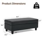 HASLE Storage Ottoman Bench with Wooden Tray, Upholstered Ottoman Coffee Table with Hidden Storage for Living Room Bedroom