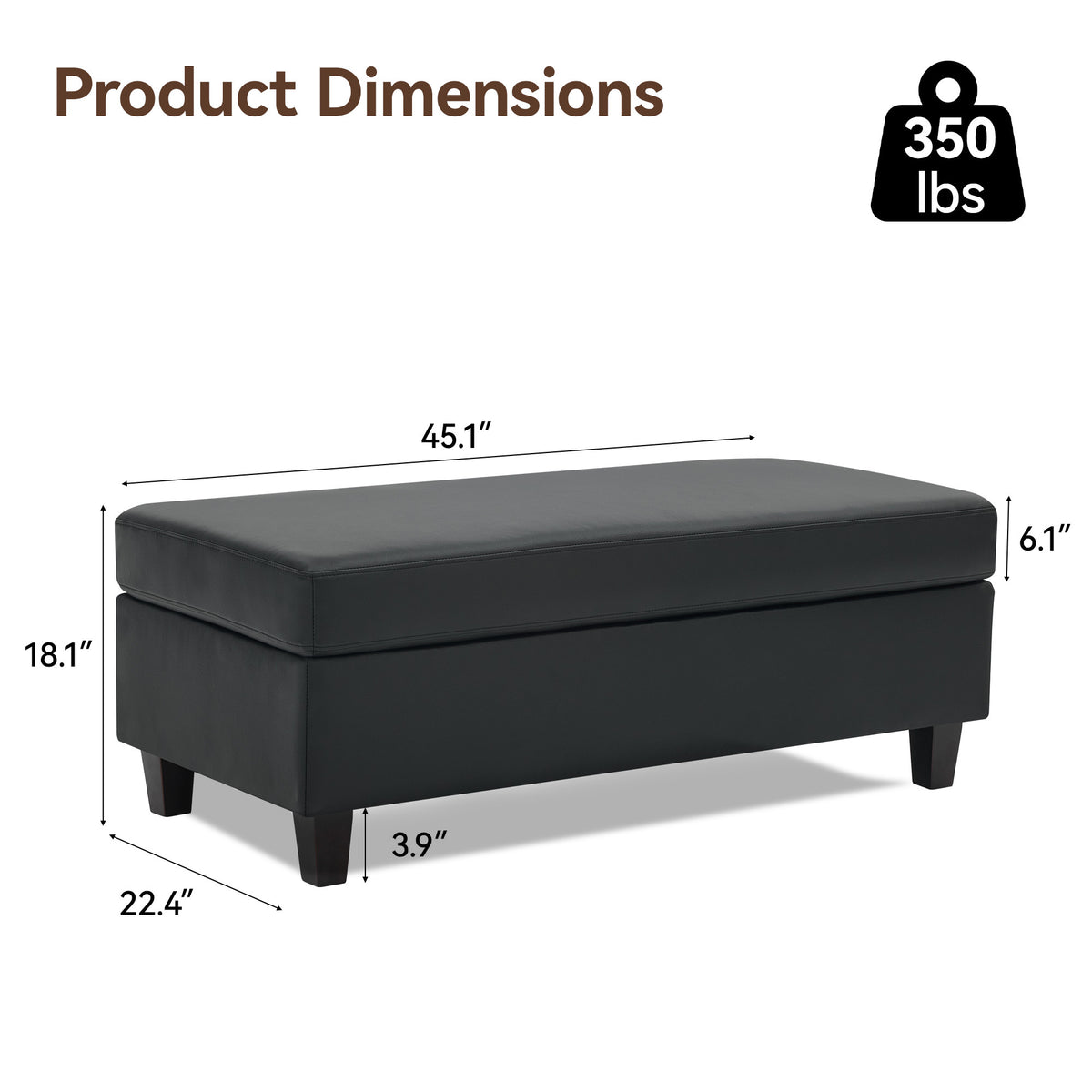 HASLE Storage Ottoman Bench with Wooden Tray, Upholstered Ottoman Coffee Table with Hidden Storage for Living Room Bedroom