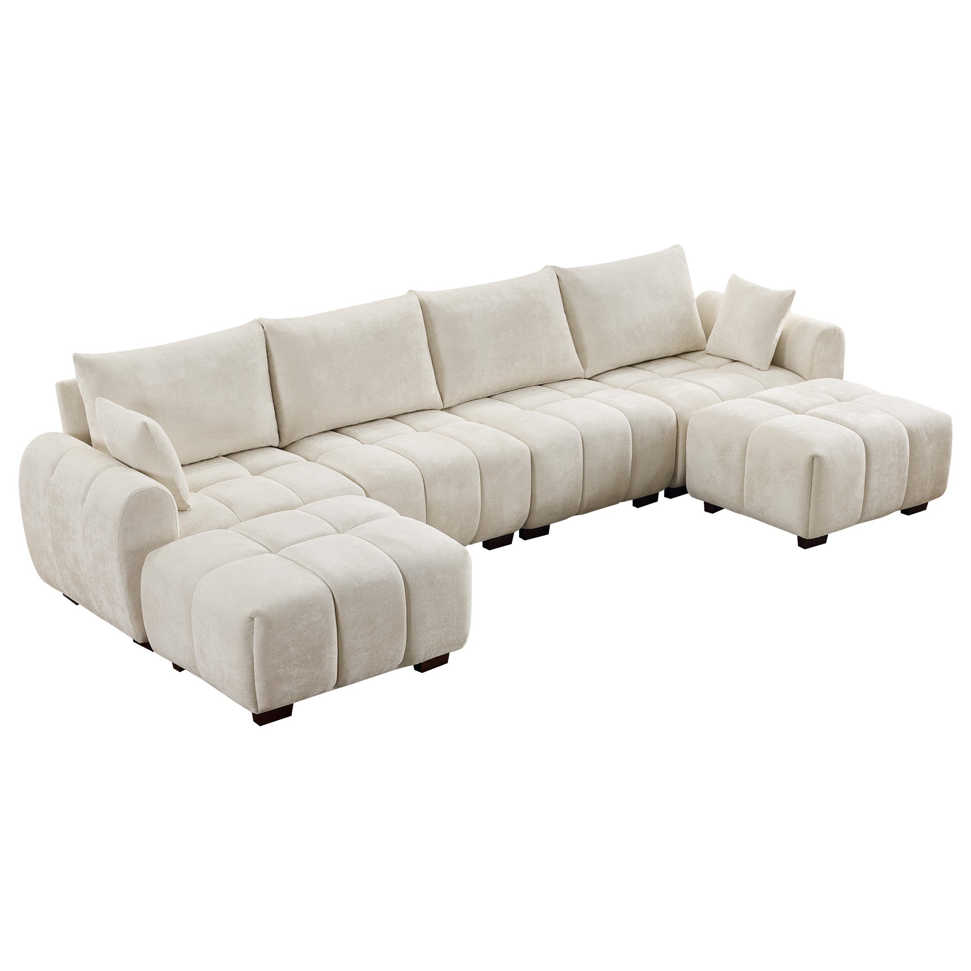 Mid Century Modern U Shape Couch，Beige