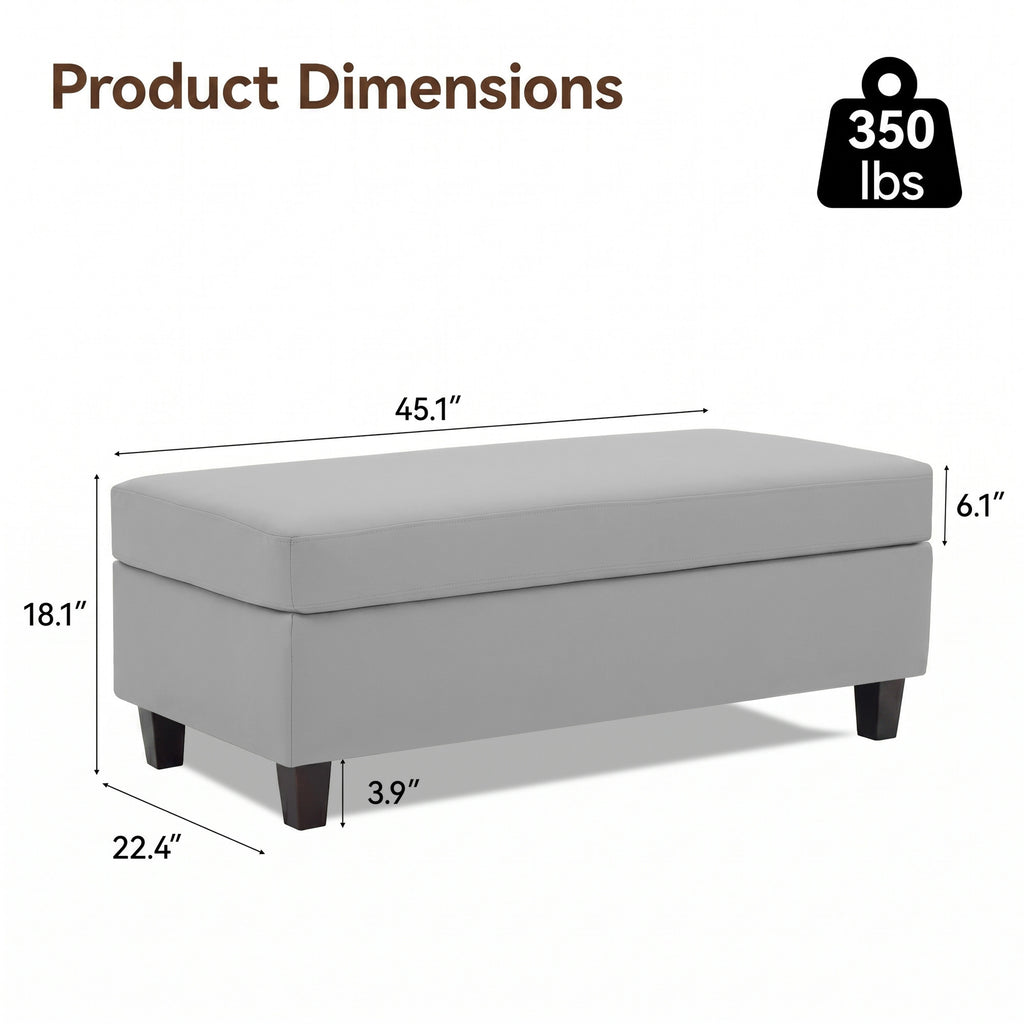 HASLE Storage Ottoman Bench with Wooden Tray, Upholstered Ottoman Coffee Table with Hidden Storage for Living Room Bedroom