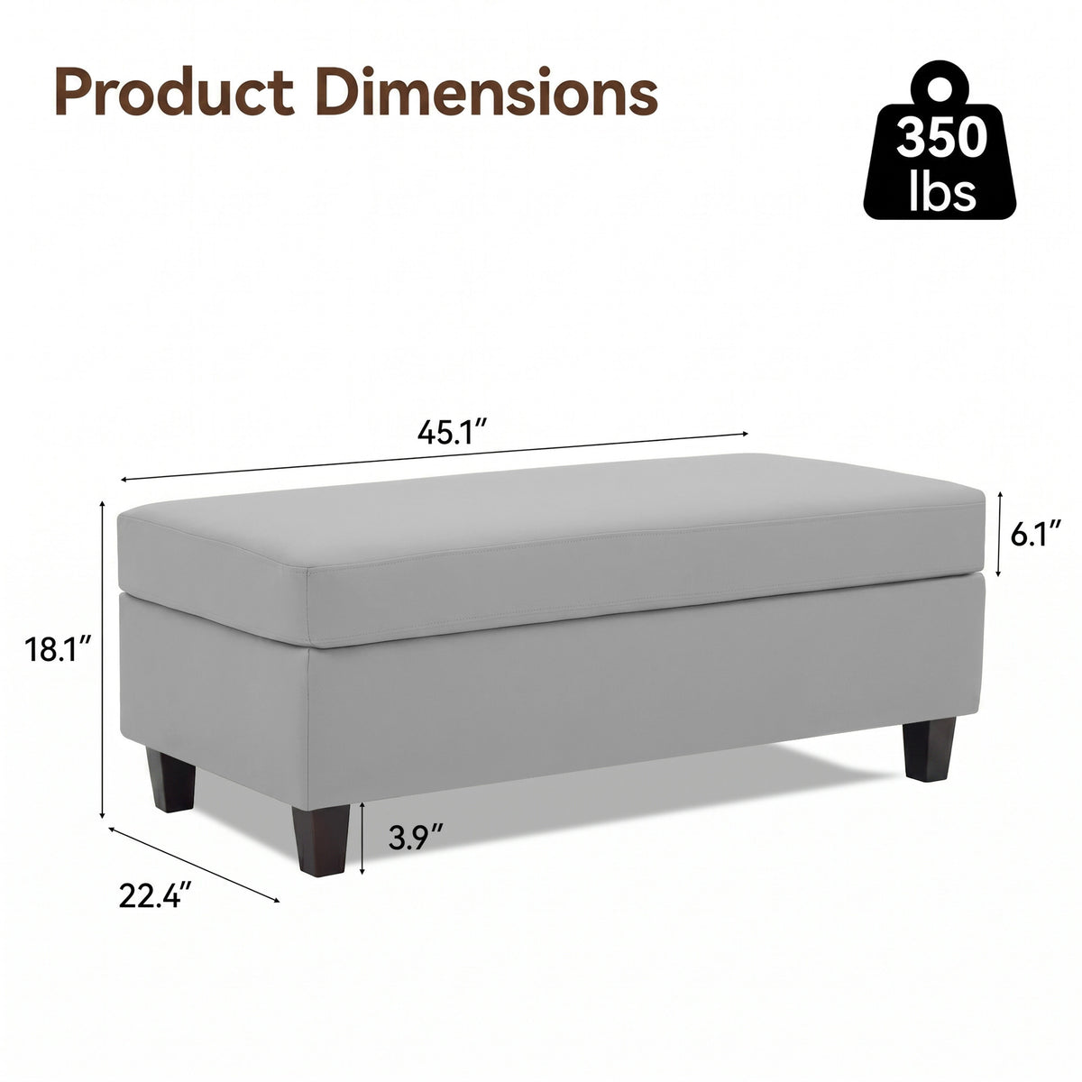 HASLE Storage Ottoman Bench with Wooden Tray, Upholstered Ottoman Coffee Table with Hidden Storage for Living Room Bedroom
