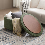 Round Storage Ottoman，Green