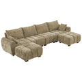 Mid Century Modern U Shape Couch，Brown