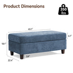 45 Inch Large Storage Ottoman Bench，Blue