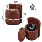 Vanity Chair with Storage，Leather, Red