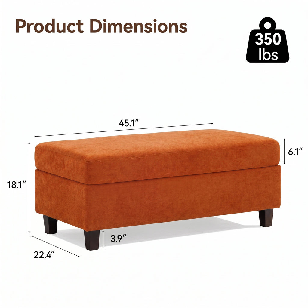 HASLE Storage Ottoman Bench with Wooden Tray, Upholstered Ottoman Coffee Table with Hidden Storage for Living Room Bedroom