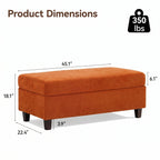HASLE Storage Ottoman Bench with Wooden Tray, Upholstered Ottoman Coffee Table with Hidden Storage for Living Room Bedroom