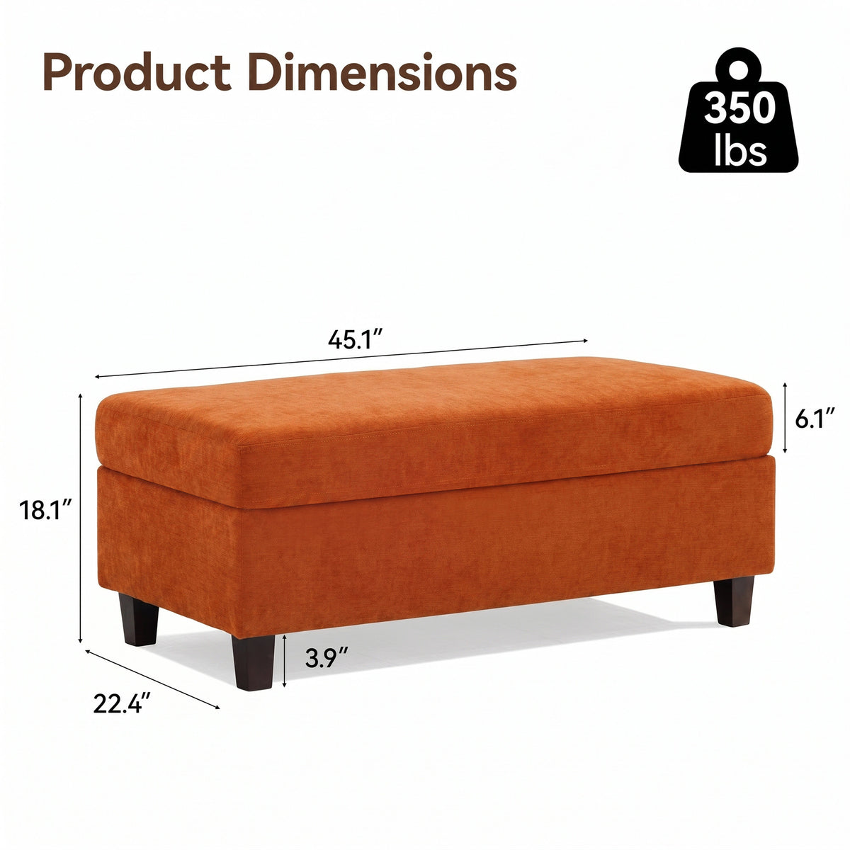 HASLE Storage Ottoman Bench with Wooden Tray, Upholstered Ottoman Coffee Table with Hidden Storage for Living Room Bedroom