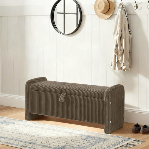 44'' Corduroy Storage Ottoman Bench, Brown