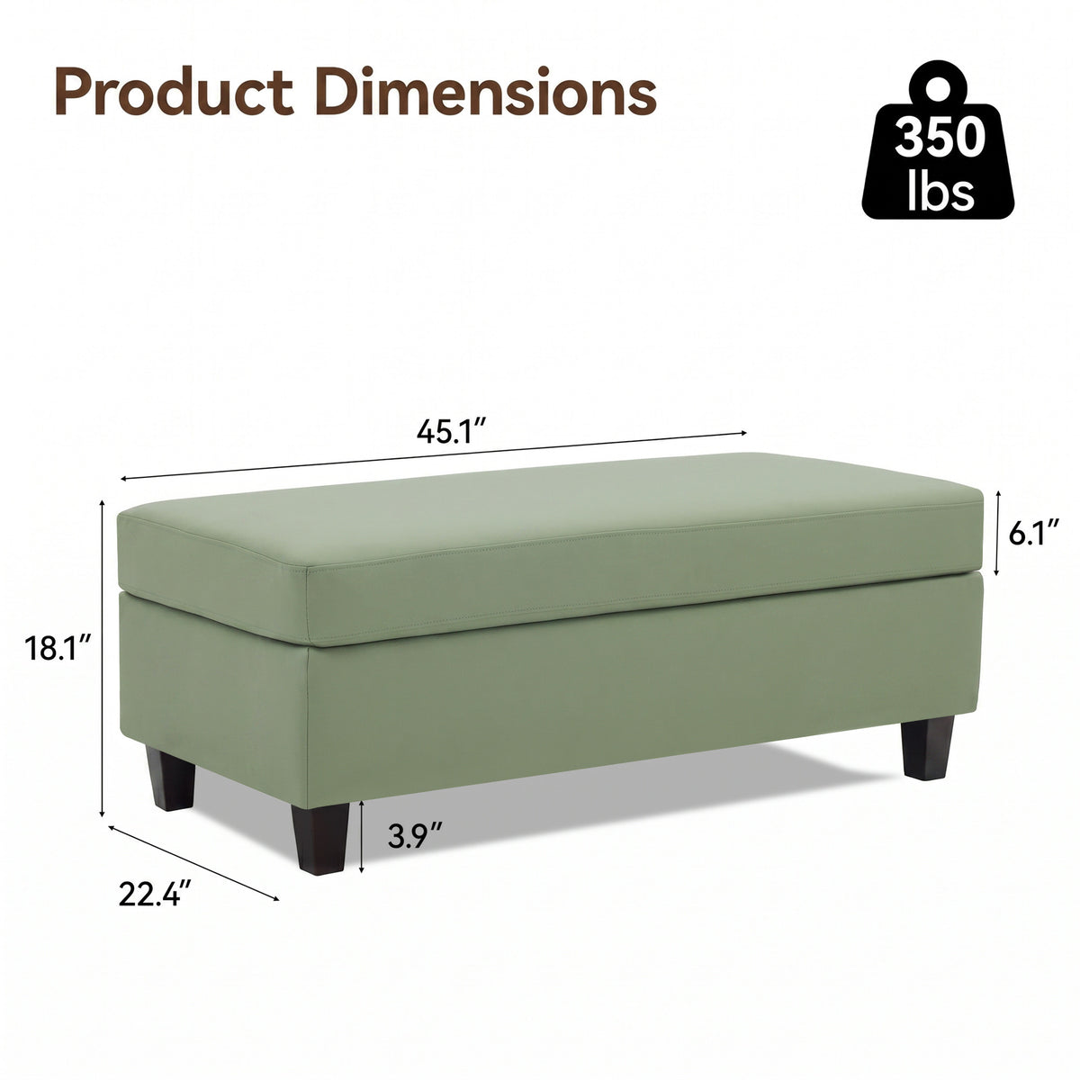 HASLE Storage Ottoman Bench with Wooden Tray, Upholstered Ottoman Coffee Table with Hidden Storage for Living Room Bedroom