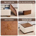 24" Square Storage Ottoman，Beige