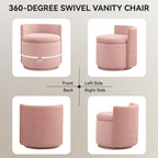 Velvet Swivel Accent Chair with Storage, 360° Vanity Makeup Chair with Wave Back, No Assembly Comfy Single Sofa Chair, Small Accent Stool for Bedroom, Dressing, Living Room