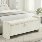 44'' Corduroy Storage Ottoman Bench, Beige