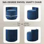 Velvet Swivel Accent Chair with Storage, 360° Vanity Makeup Chair with Wave Back, No Assembly Comfy Single Sofa Chair, Small Accent Stool for Bedroom, Dressing, Living Room