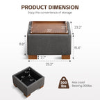 24" Square Storage Ottoman，Dark Gray