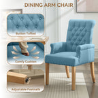 Fabric Dining Chair with Arms，Blue
