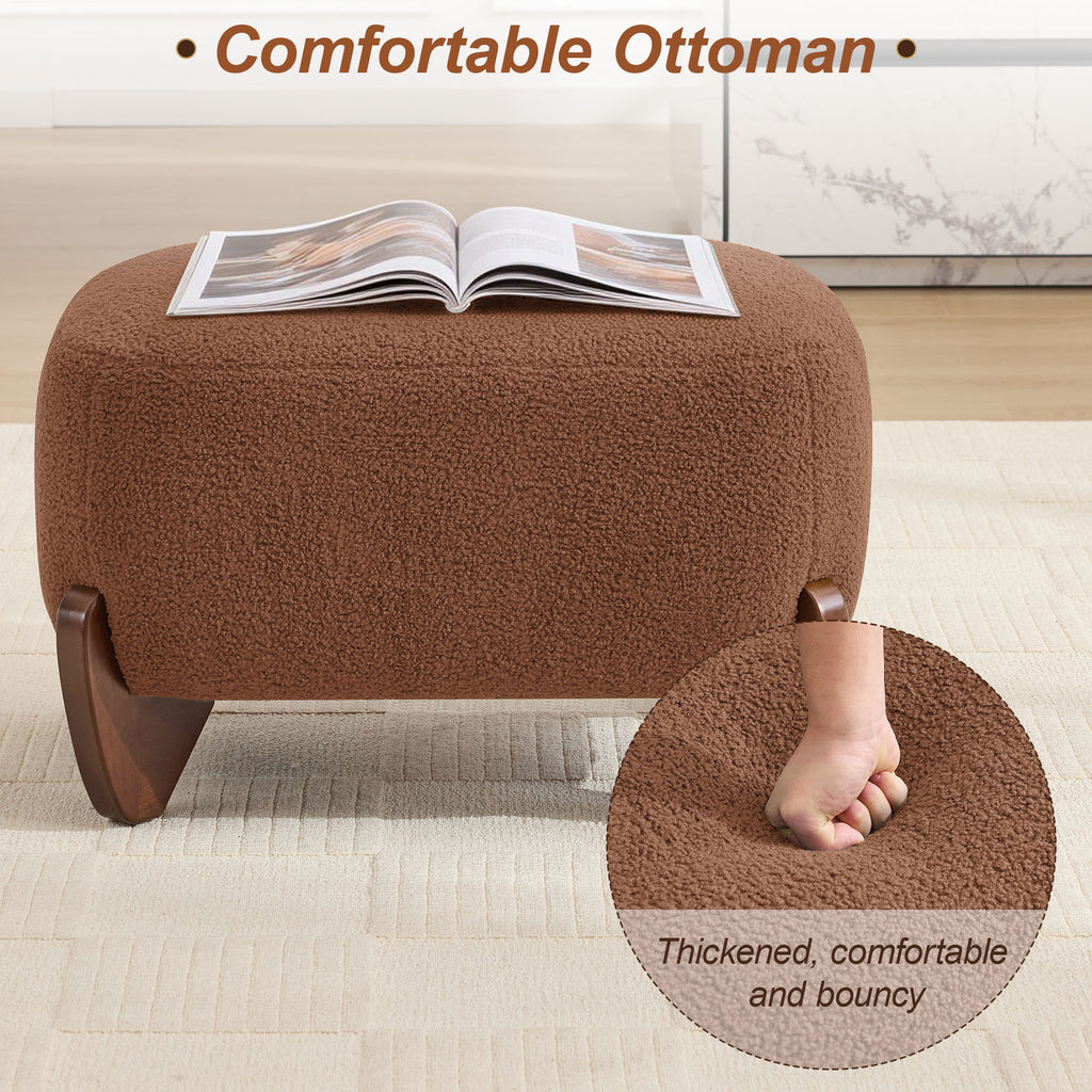 87" Sherpa Boucle Cloud Couch with Ottoman，Bright Brown